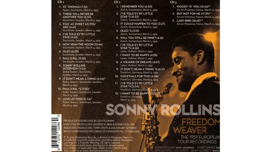 Freedom Weaver: The 1959 European Tour Recordings