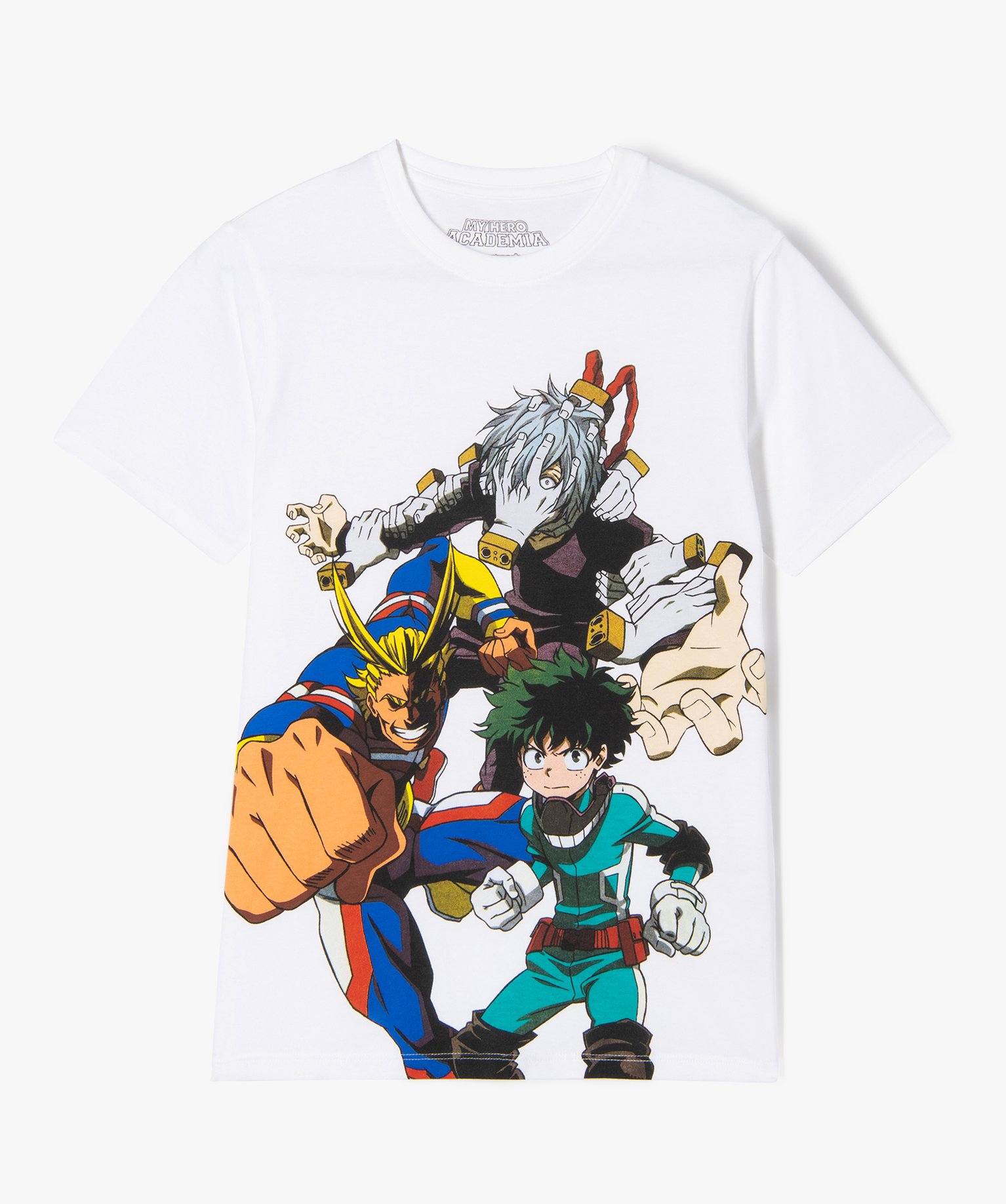 Tee-shirt droit manches courtes imprimé Garçon - My Hero A... blanc | GEMO
