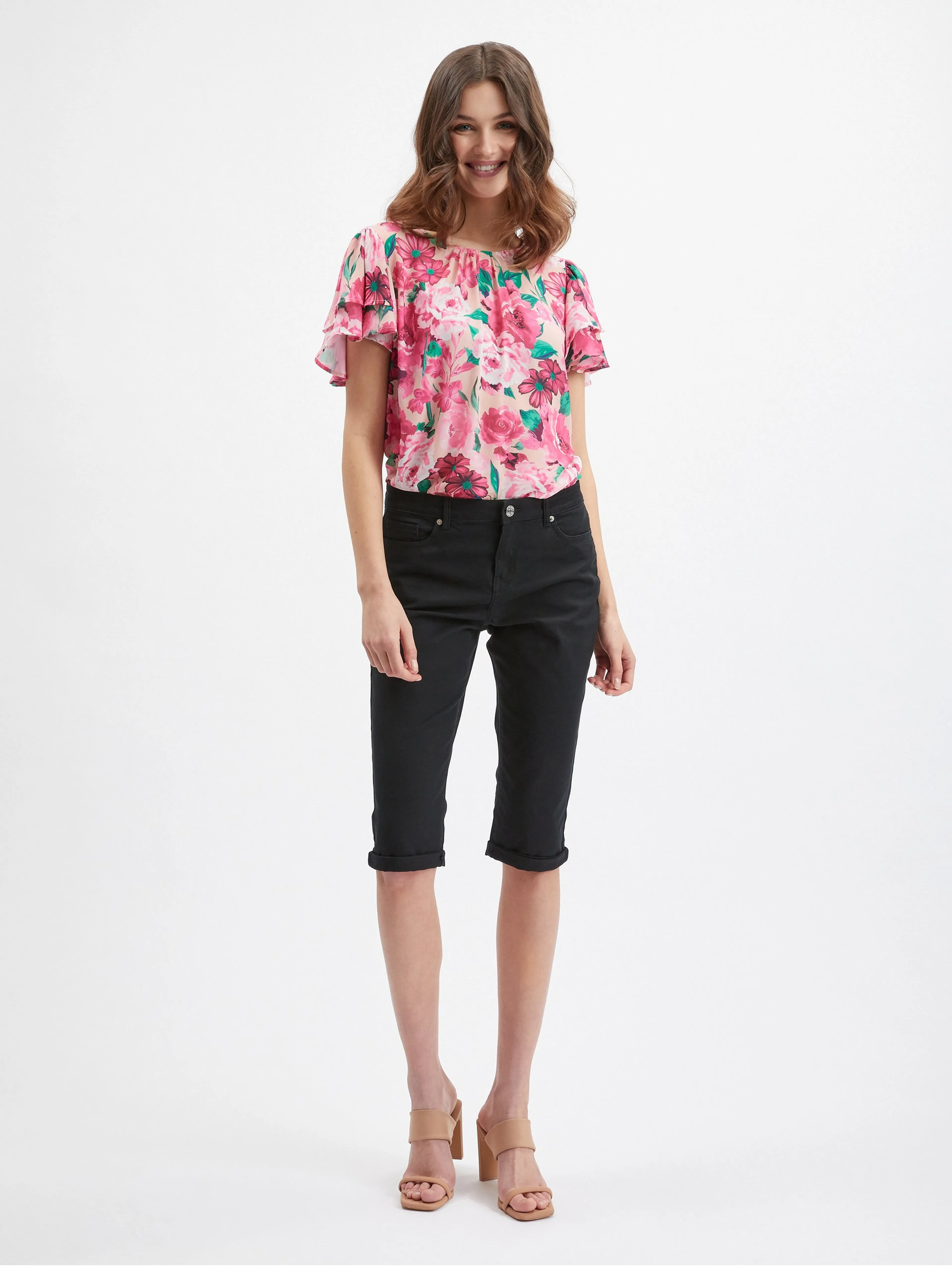 Schwarze Damen-Capri-Jeans ORSAY