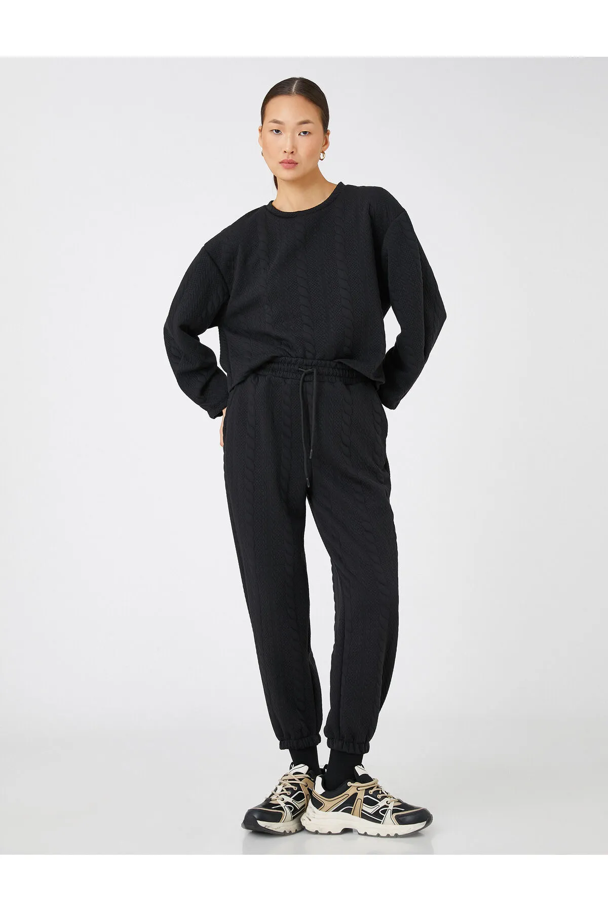 Koton  Jogger-Jogginghose mit gemustertem Taillenbund