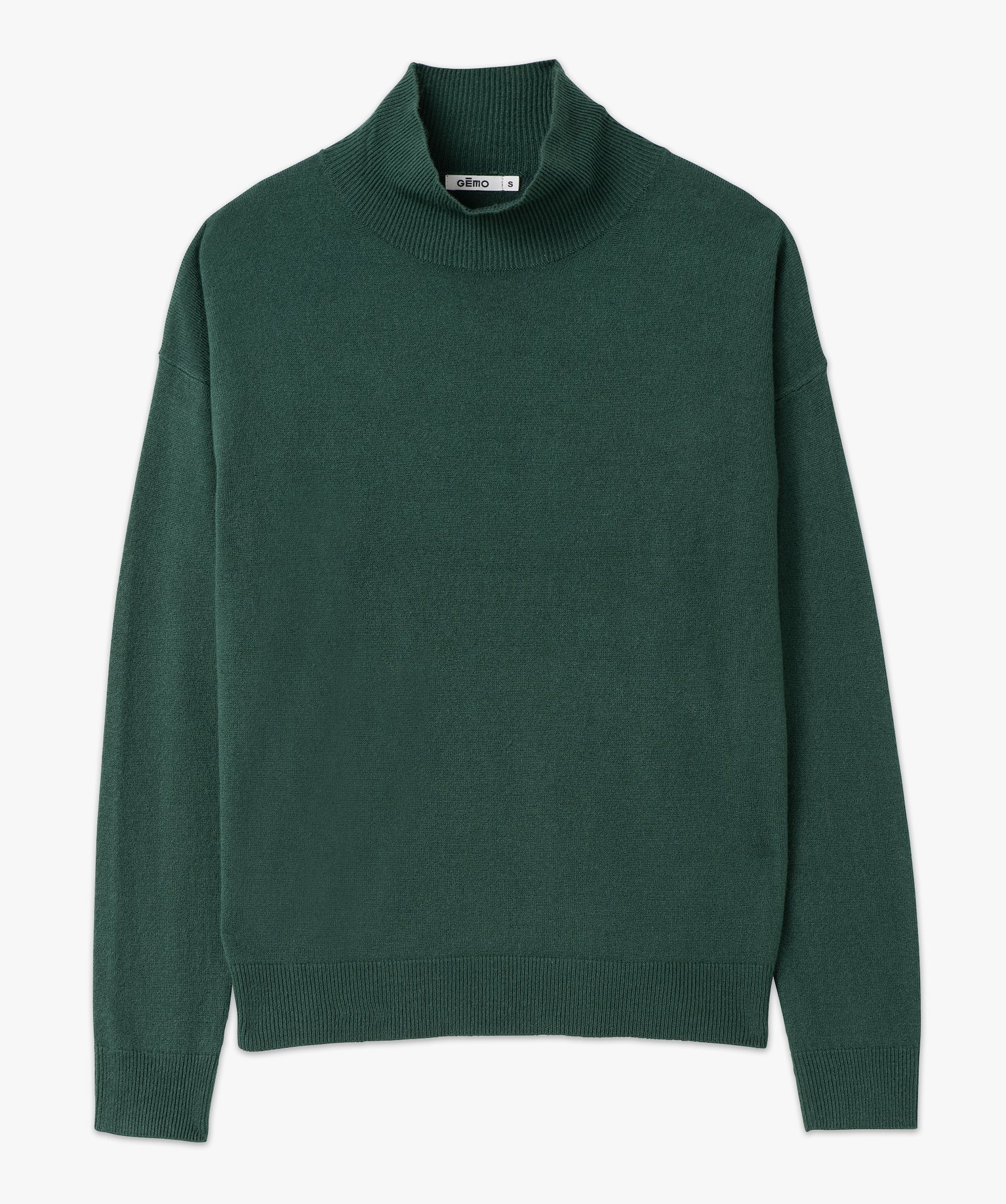 Pull à col montant en maille fine femme vert | GEMO