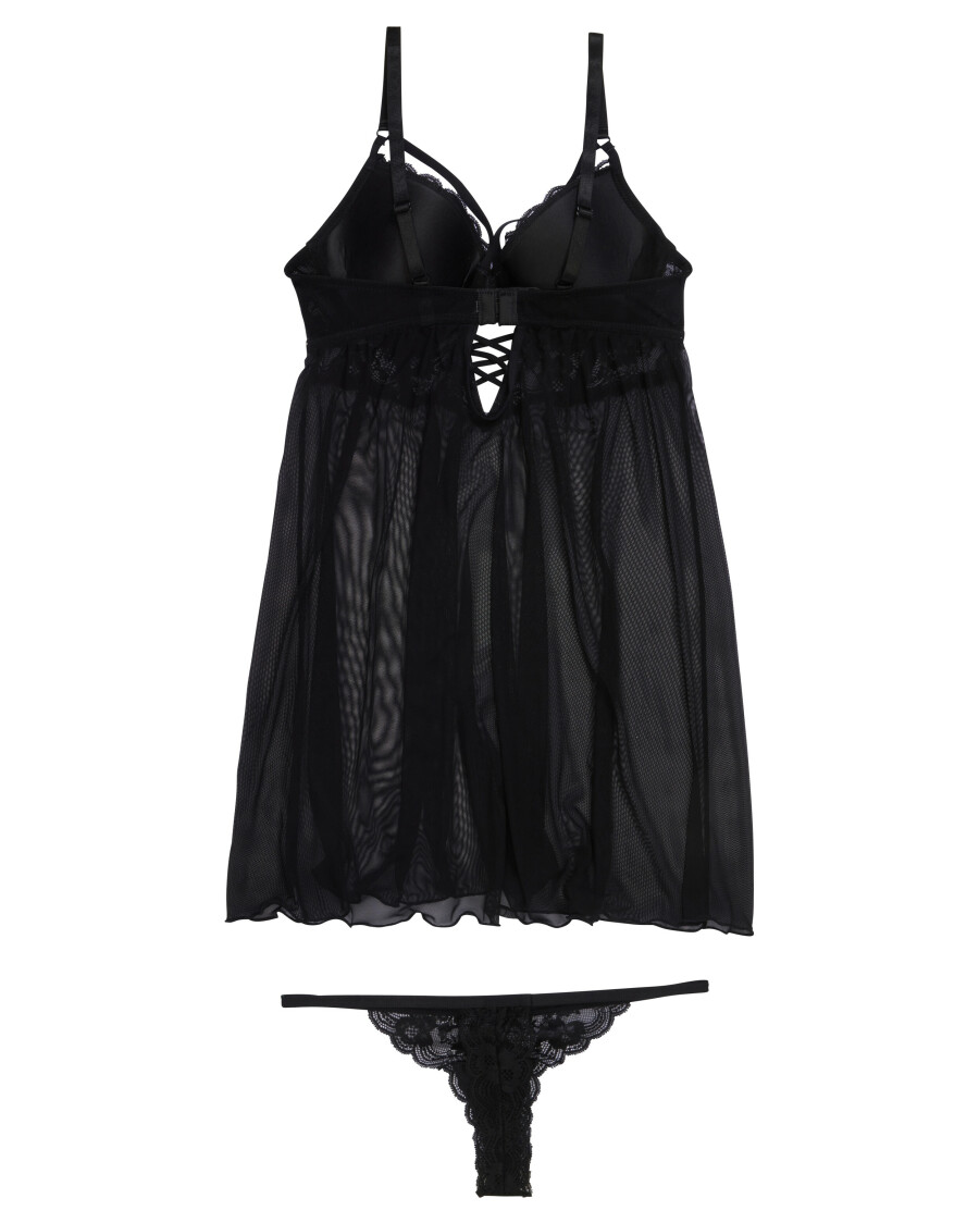 Babydoll + String in Schwarz