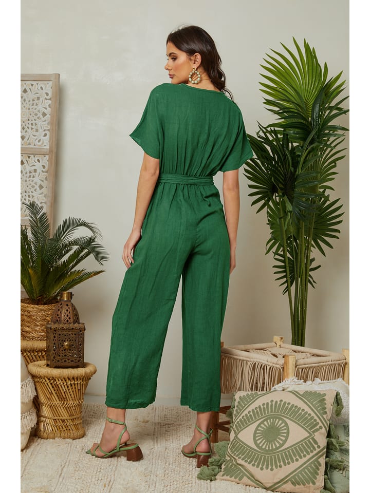 Lin Passion Leinen-Jumpsuit in Grün günstig kaufen