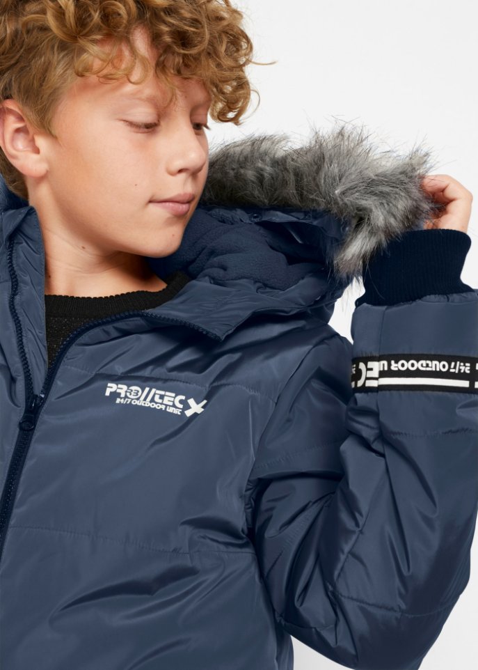 Jungen Winterparka mit abnehmbarem Fellimitatkragen