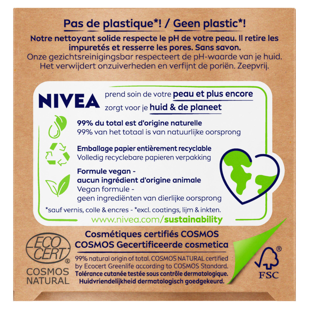 nivea NATURALLY CLEAN - Gommage Réducteur de Pores Nettoyant Visage Solide