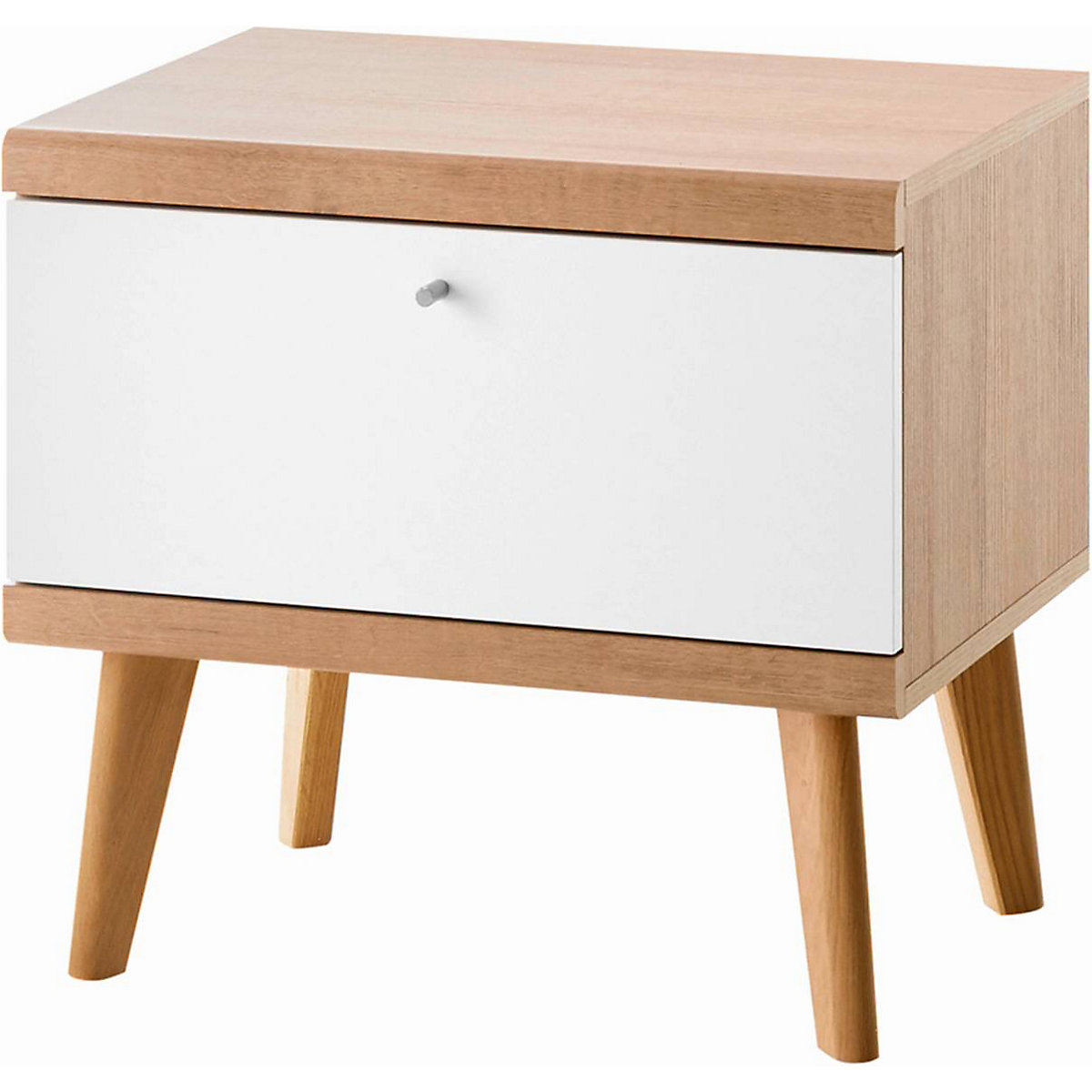 Jugendbett Set mit Nachttisch MAINZ-61, skandinavisches Design, weiß matt, Eiche Riviera und mint grün