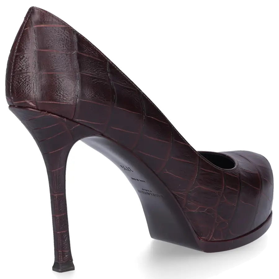 Saint Laurent - Pumps TRIBUTE Kalbsleder Krokodillederprägung bordeaux - rot