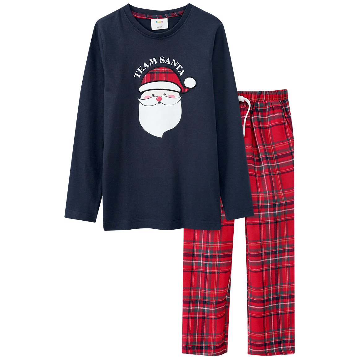 Kinder Weihnachtsschlafanzug mit Santa-Motiv dunkelblau / dunkelrot