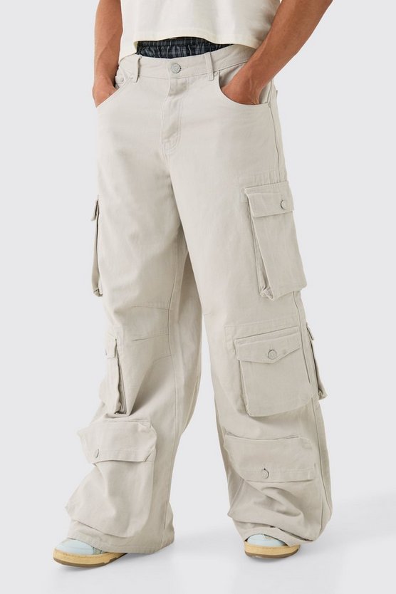 Lockere Jeans mit Cargo-Taschen und Acid-Waschung