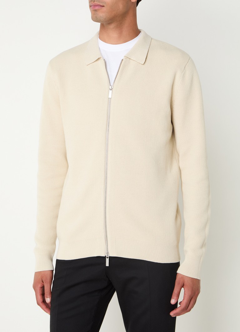 Cardigan Selected Homme Dane din bumbac organic tricotat fin, cu decolteu rotund.