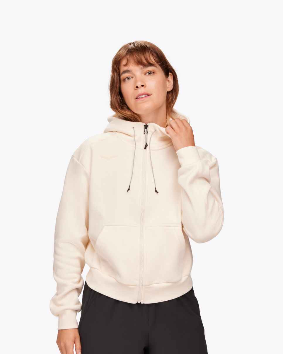 HOKA Essential hettegenser med hel glidelås Eggnog