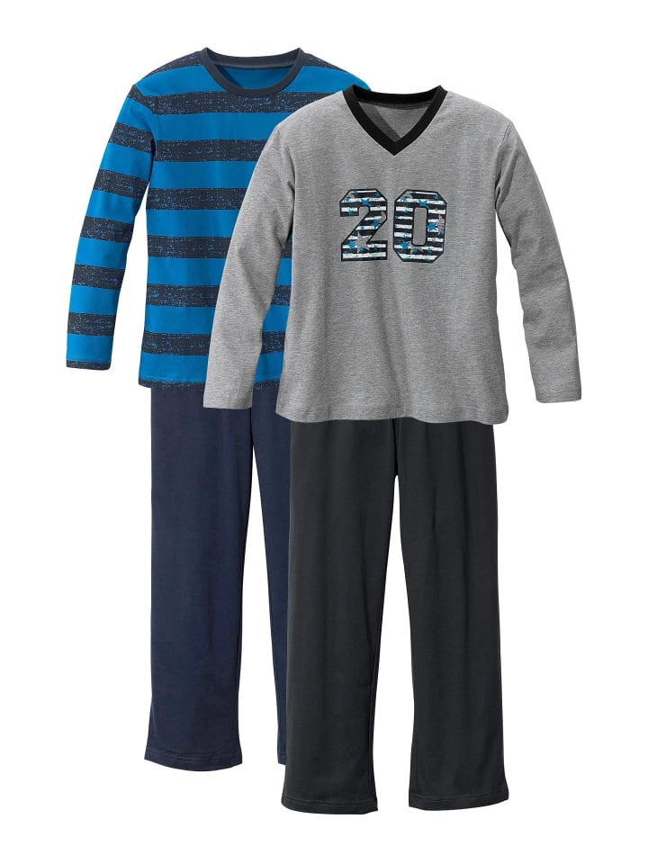 AUTHENTIC LE JOGGER Pyjama in türkis-gestreift, grau-meliert günstig kaufen
