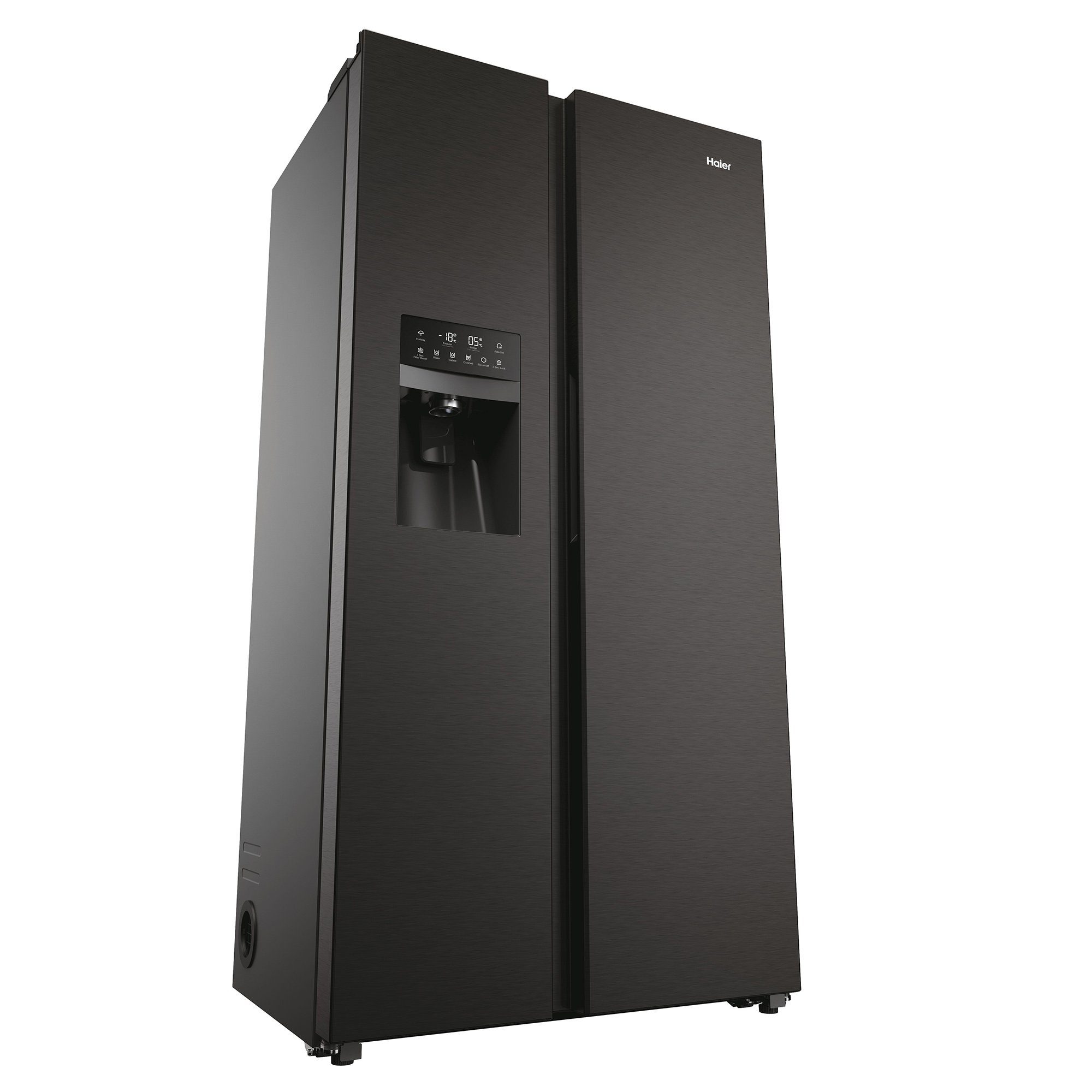 Haier Kühlschrank Schwarz Matt XL Slim HSR5918DIPB, 177,5 cm hoch, 90,8 cm breit, Eiswürfeldispenser, Multi Airflow, Top LED Beleuchtung, Total NoFrost