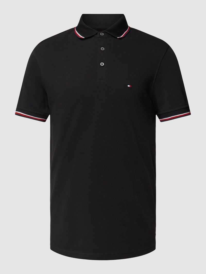 Poloshirt mit Kontraststreifen in schwarz