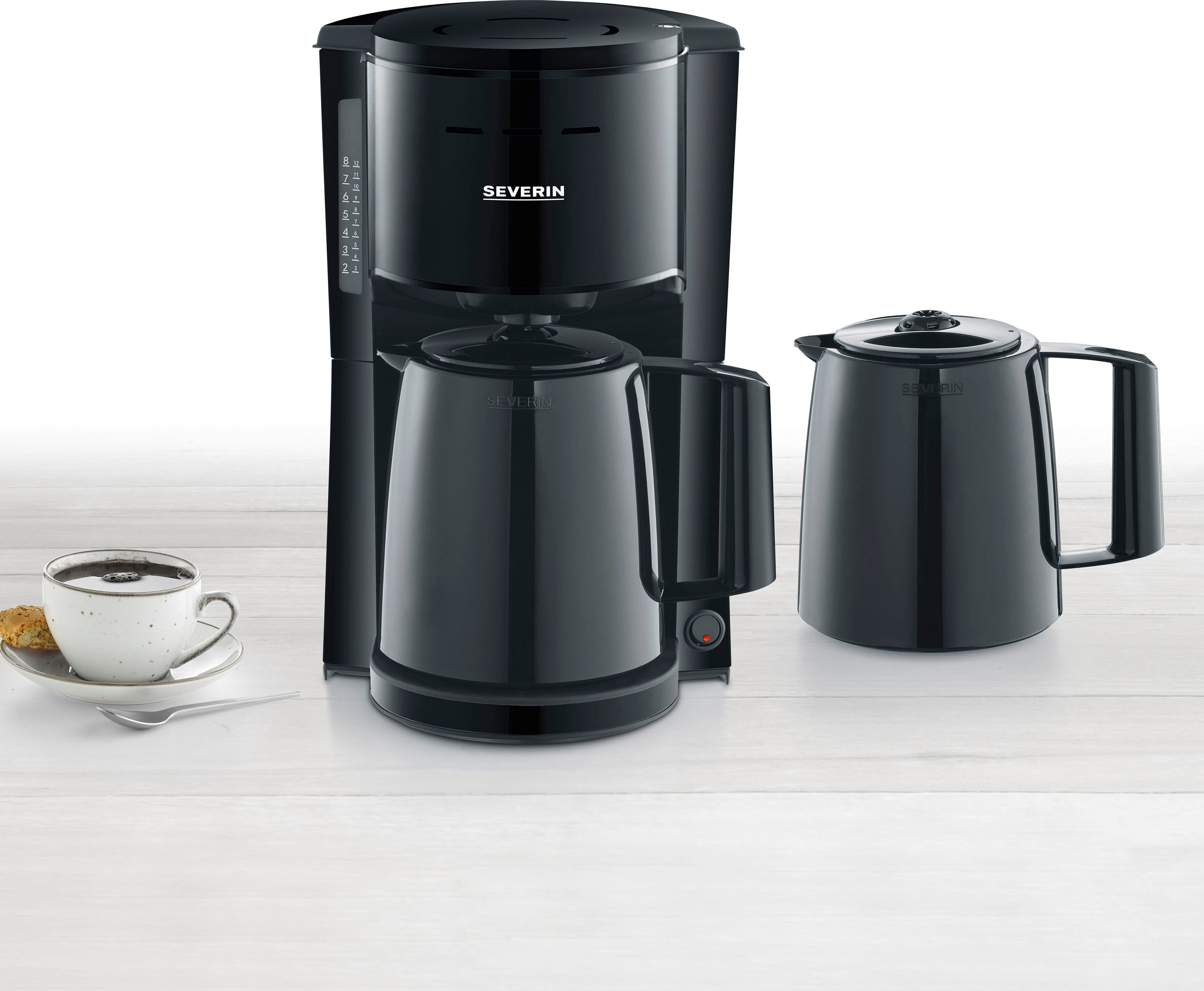 Severin Filterkaffeemaschine KA 9307, 1l Kaffeekanne, Papierfilter 1x4, mit 2 Thermokannen