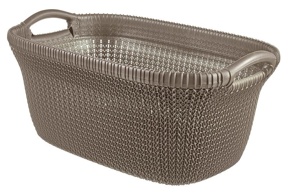 Curver 2-er Set KNIT Wäschebox 57L   Wäschekorb 40L braun