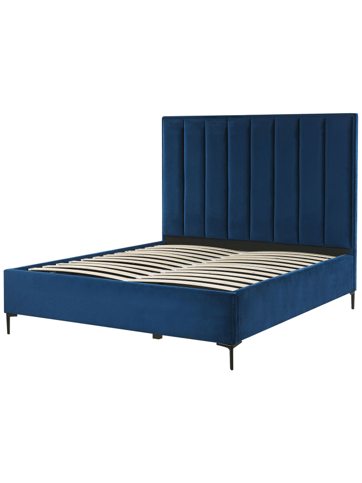 Beliani Doppelbett SEZANNE in Blau/Schwarz - (W) 150 x (H) 142 x (L) 215 cm günstig kaufen onesize
