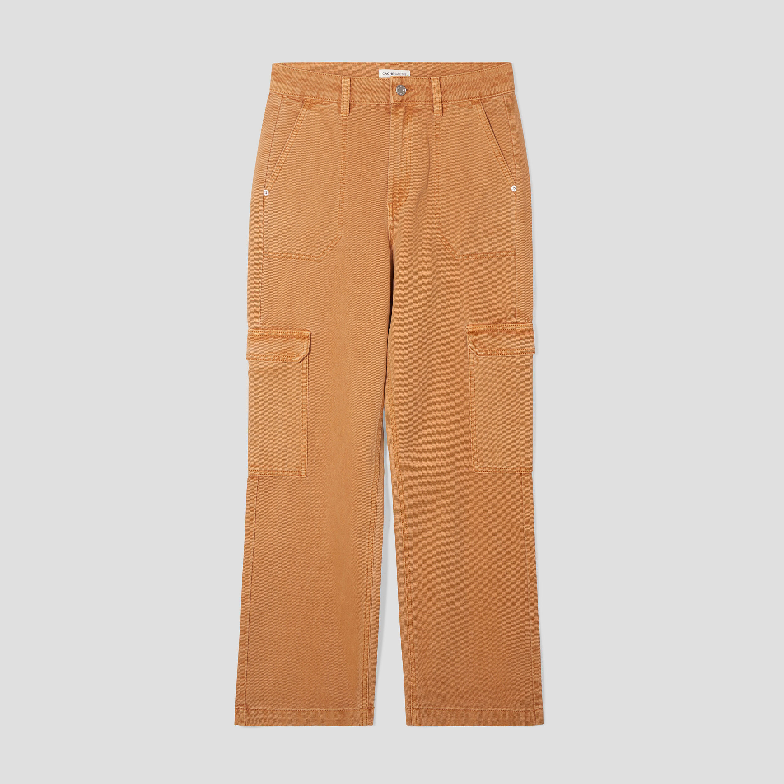 Pantalon cargo jambes larges marron femme | Cache Cache