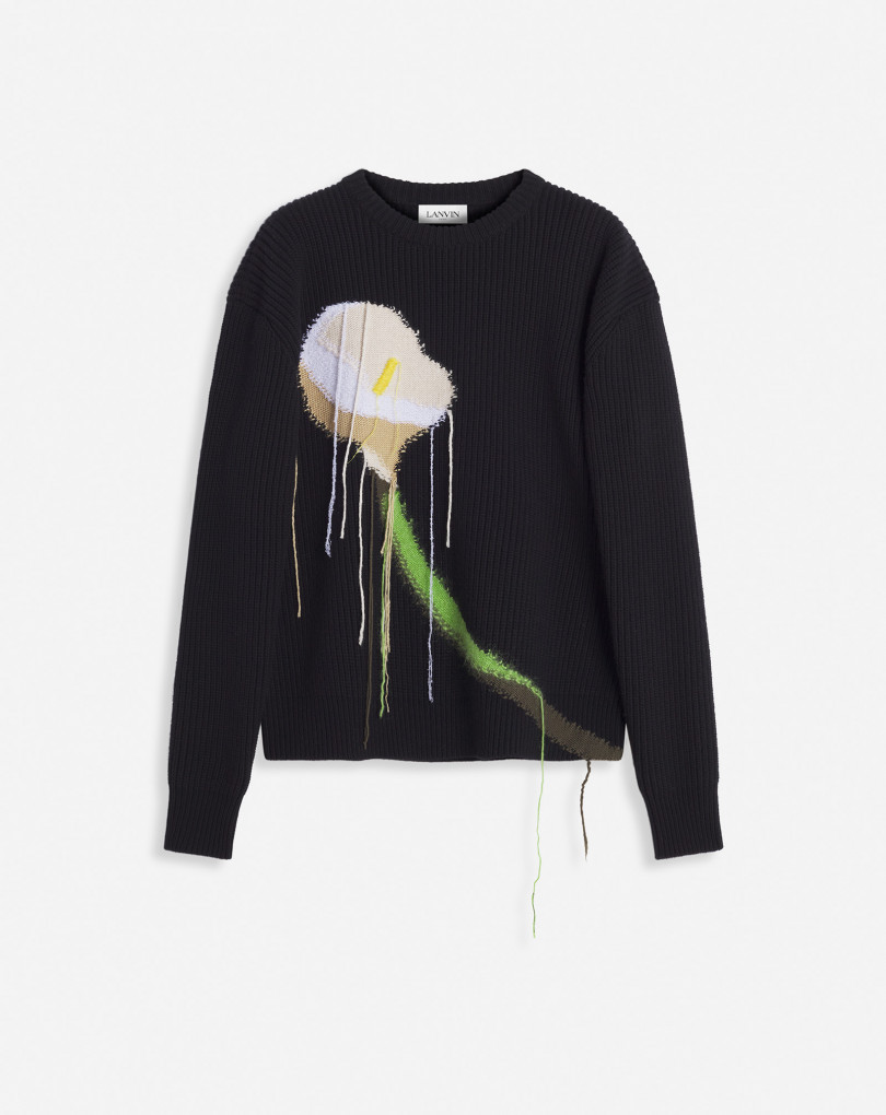 PULL COL ROND INTARSIA EN LAINE ET CACHEMIRE