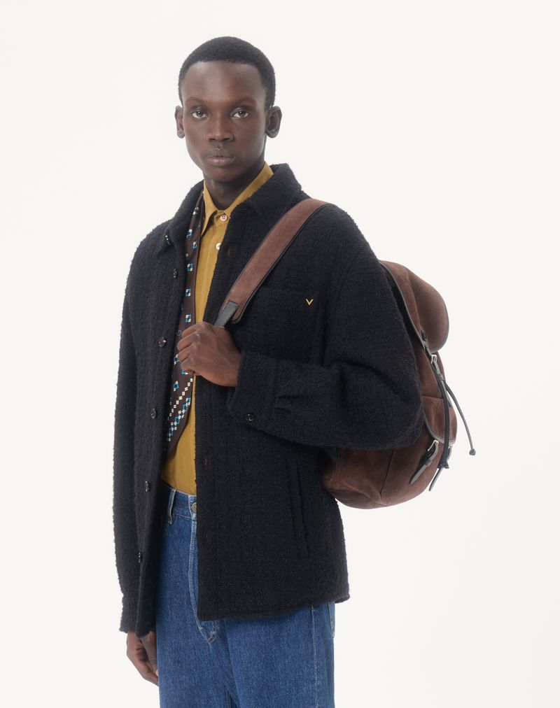 Valentino bomulds tweed skjortejakke med Vgold