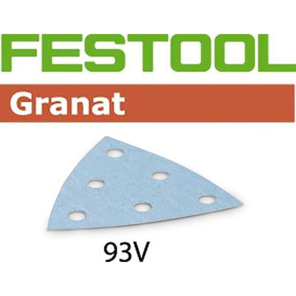 Lixa FESTOOL Delta 93 mm, grão 320, 6 furos, velcro, cor granada, 100 unidades