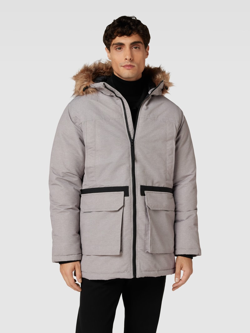 Parka mit Kunstfellbesatz Modell 'EWING' in hellgrau