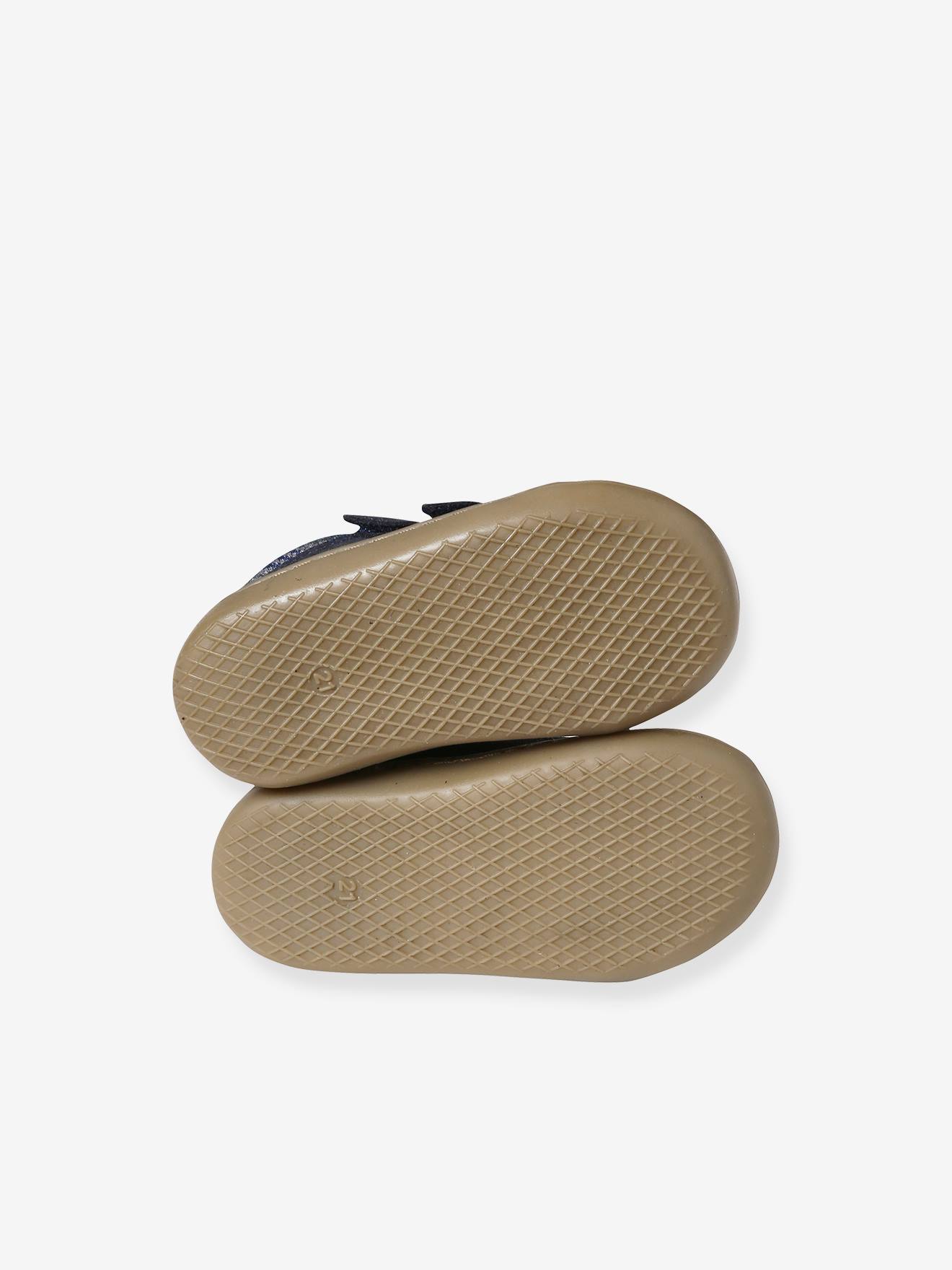 Bottillons scratchés cuir souple bébé premiers pas bleu