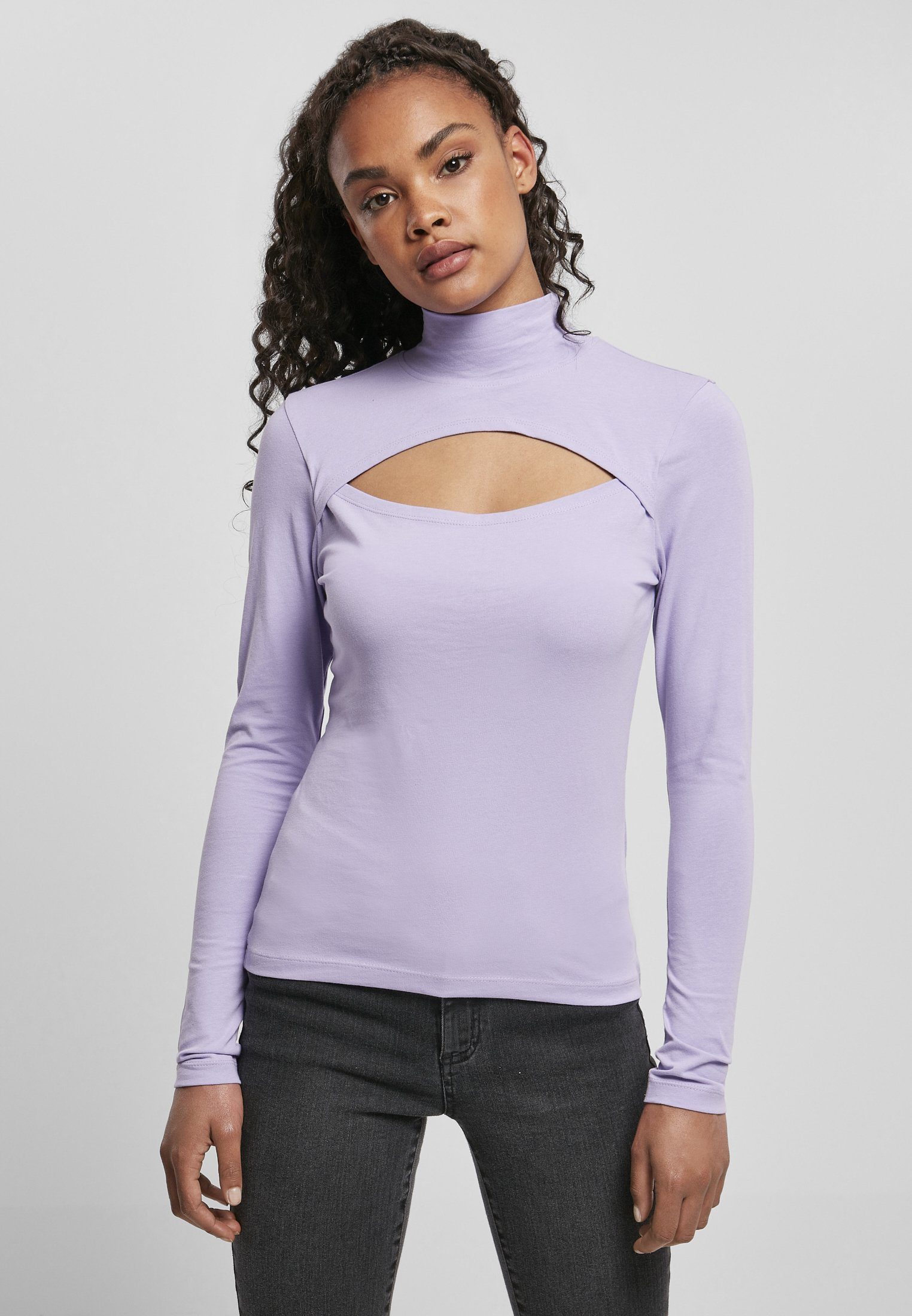 URBAN CLASSICS Langarmshirt Damen Ladies Cut-Out Turtleneck Longsleeve (1-tlg)