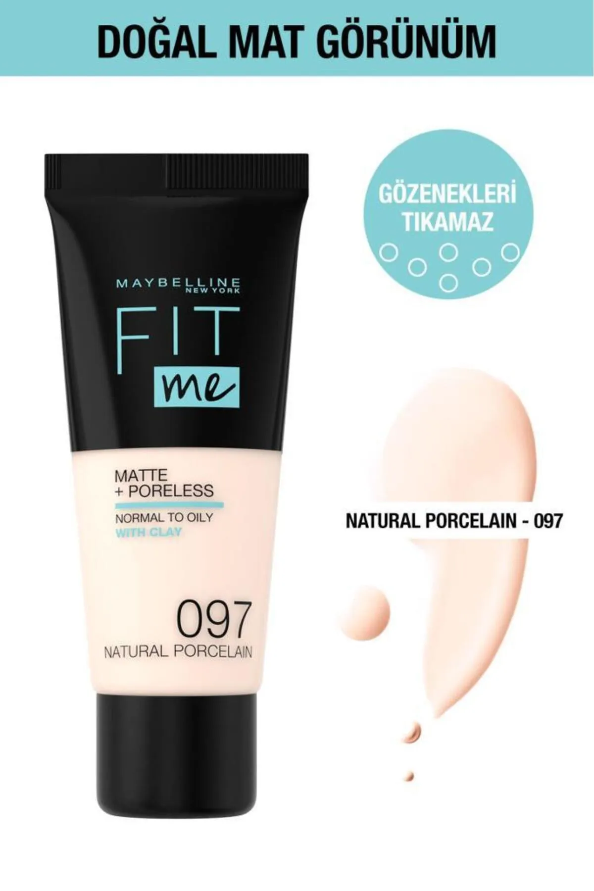 Maybelline New York  Fit Me Matte Poreless Foundation – 97 Natural Porcelain