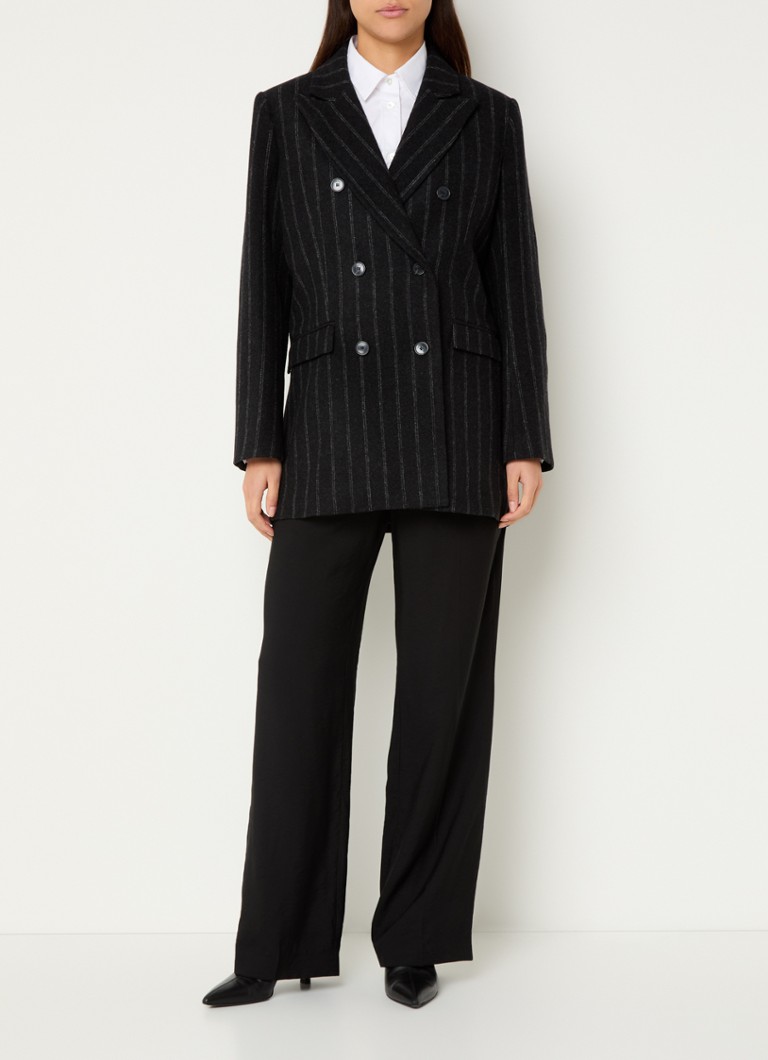 ba&sh Muse jacket in wool blend with pinstripe and flap pockets