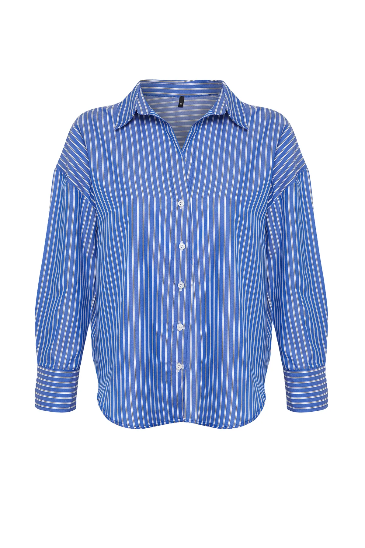 Trendyol Collection  Blau gestreiftes Webhemd - Regular Fit TWOSS24GO00212