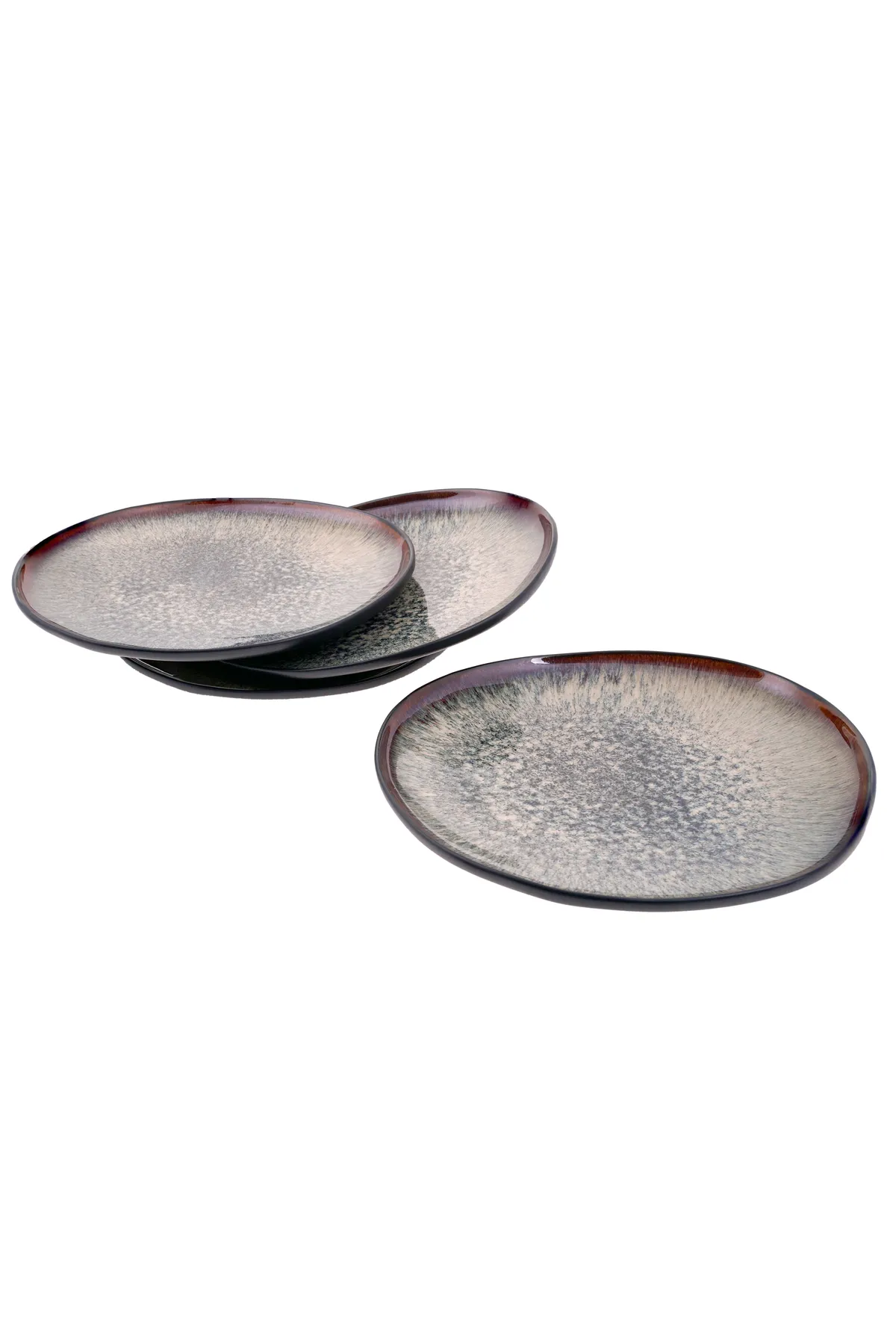 Karaca  Schwarz Galactic Reactive Dessertteller 4er-Set, Modern, Stilvoll, Außergewöhnlich, Reaktives