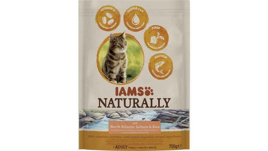 IAMS Naturally Katzentrockenfutter Adult Lachs 700 g