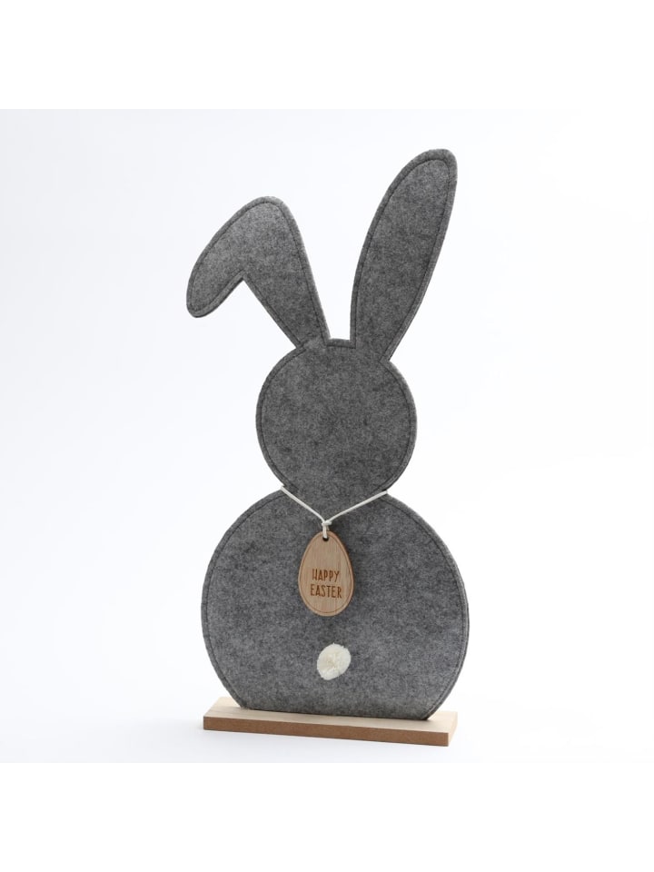 MARELIDA Hase Osterhase auf Holzfuß Dekofigur H: 52cm in grau günstig kaufen onesize