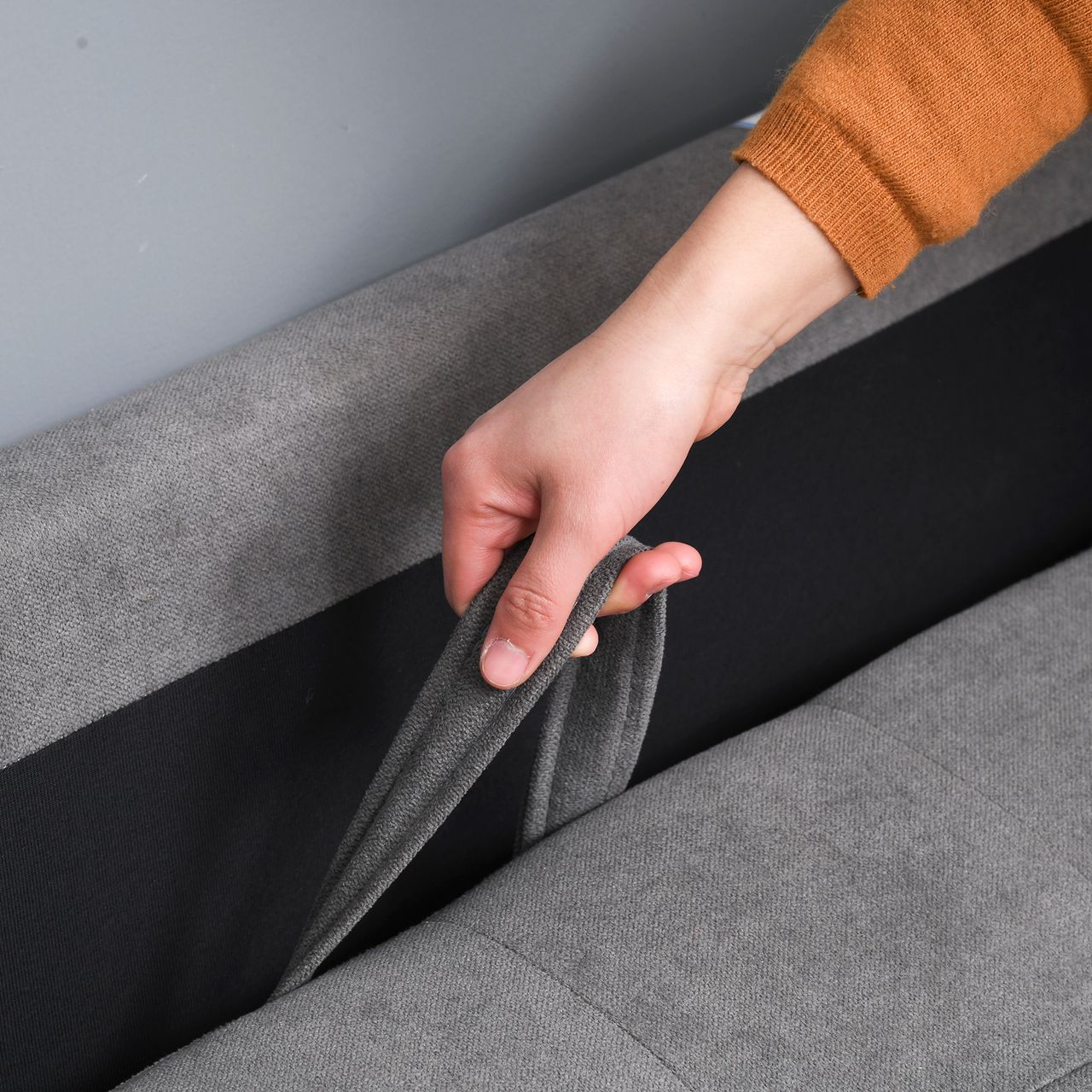 HOMCOM 2-Sitzer Sofa Stoffsofa Doppelsofa abnehmbar mit Kissen Gummiholz Baumwoll Grau 117 x 62 x 78 cm
