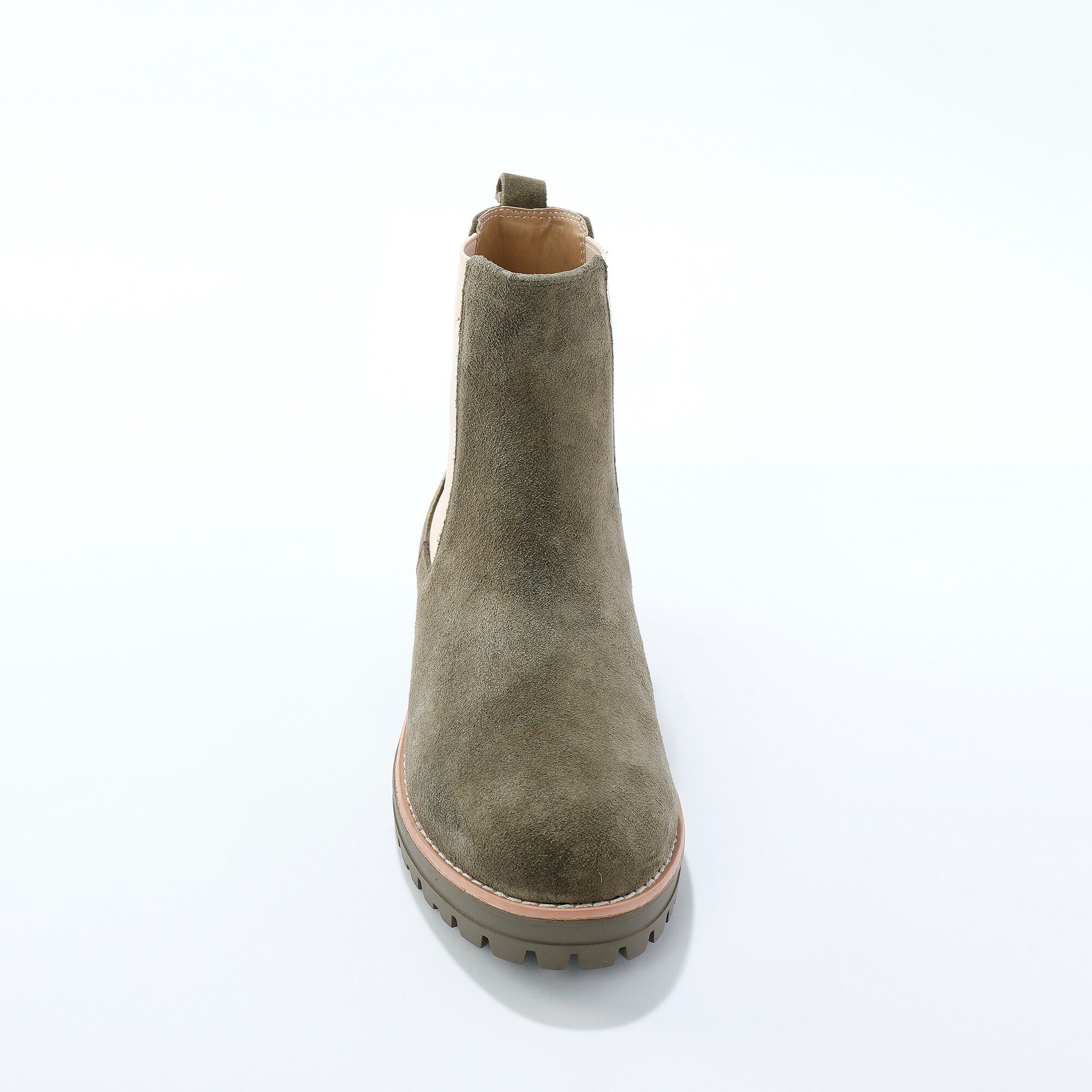 Boots chelsea croûte de cuir, semelle crantée épaisse