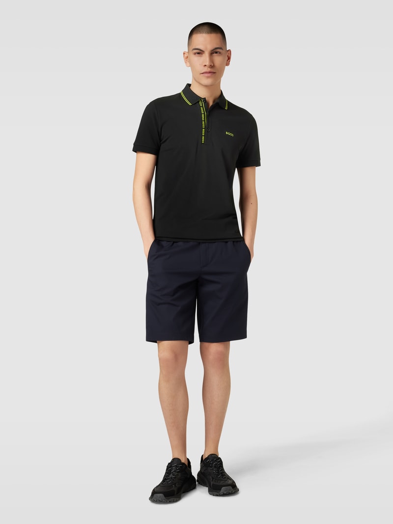 Poloshirt mit Label-Stitching Modell 'PAULE' in schwarz