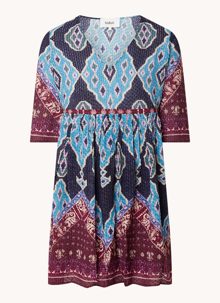 Rochie-tunică cu imprimeu și mânecă scurtă Maddy de la ba&sh