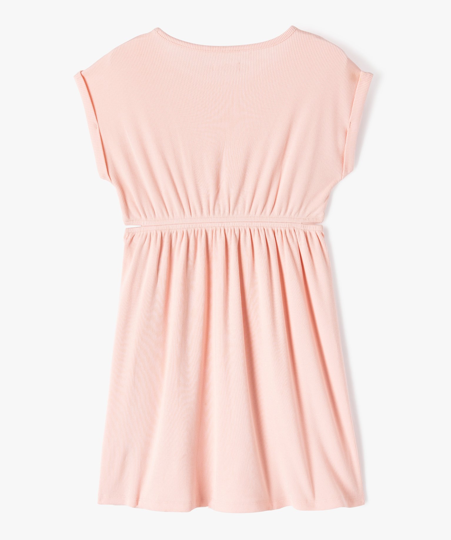 Robe en maille ctelée avec ouvertures à la taille fille ... rose | GEMO