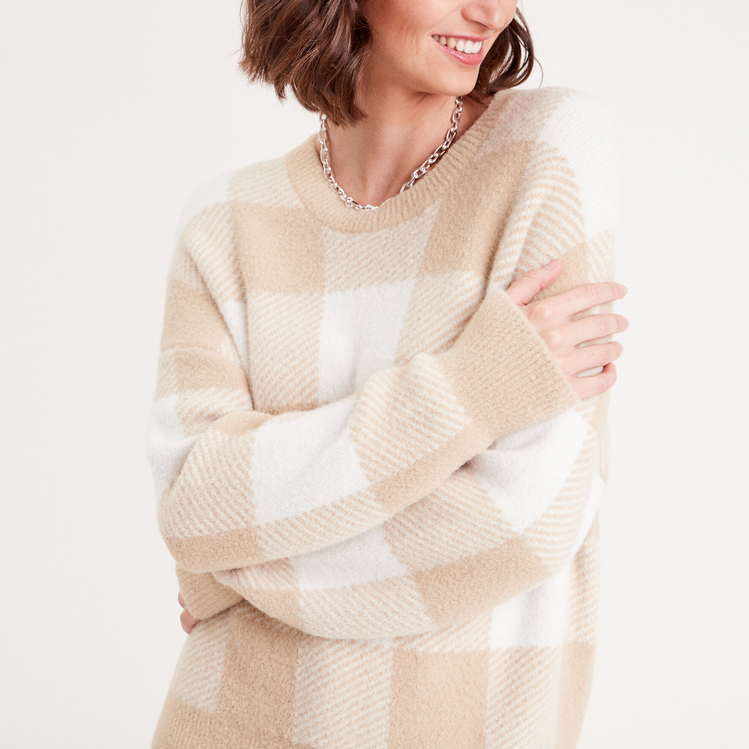 Pull col rond ecru femme | Cache Cache