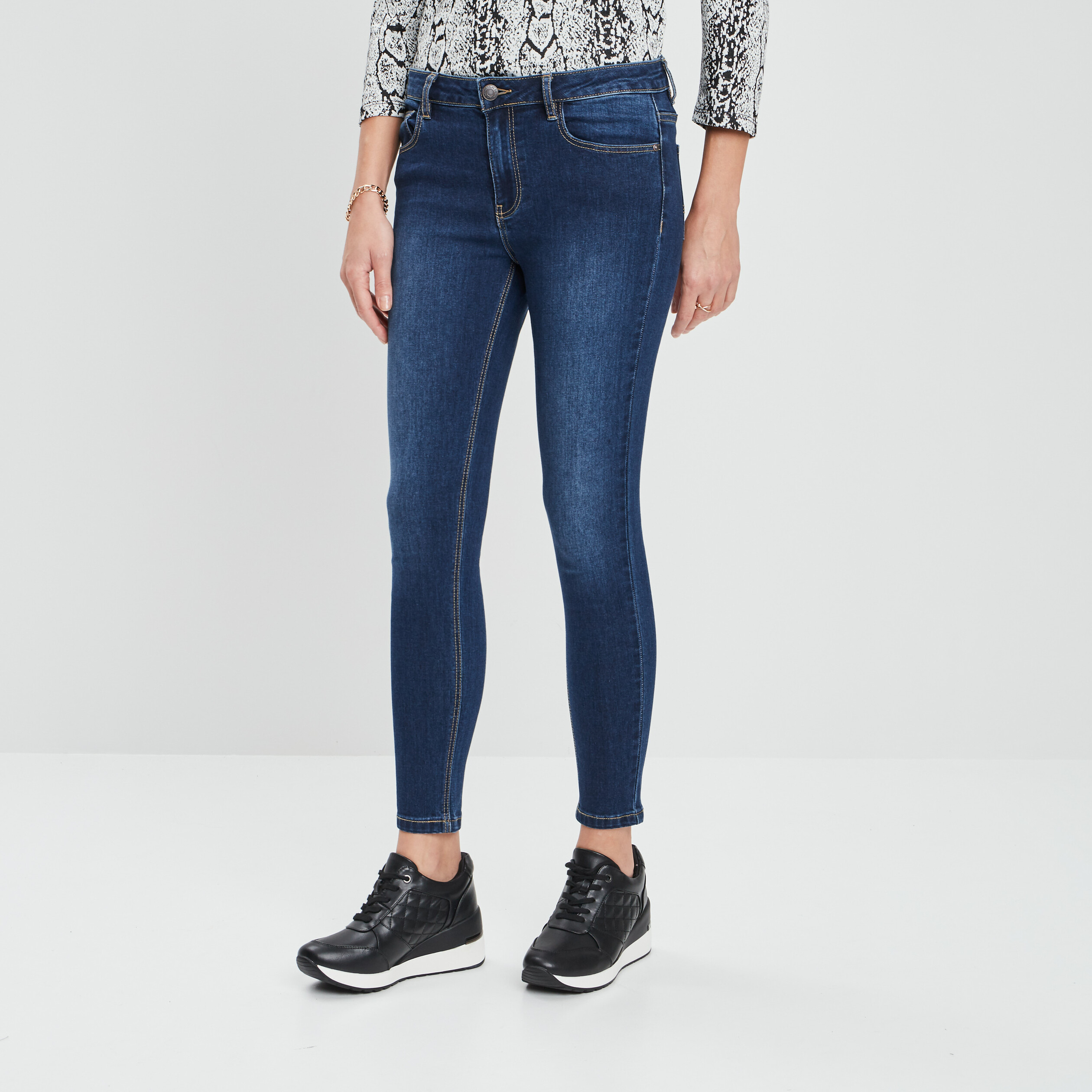 Jeans skinny 7 8ème taille standard denim brut femme | La Halle