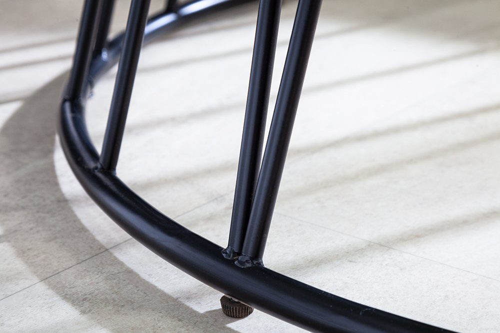 riess-ambiente Esstisch PARIS Ø120cm weiß / schwarz (Einzelartikel, 1-St), Glas · Metall · rund · Marmor-Design · Retro · Küche · Bistro