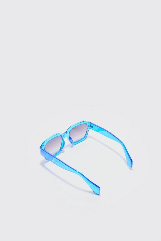 Klobige sechseckige Sonnenbrille in Blau