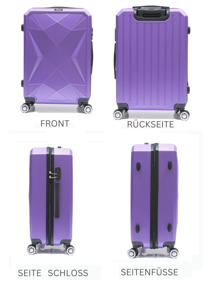 Cheffinger Reisekoffer ABS-03 Koffer 3-teilig Hartschale Trolley Set Kofferset Ha in Lila günstig kaufen onesize