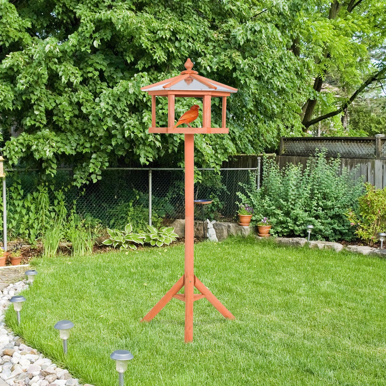 PawHut Vogelhaus Vogelvilla Futterhaus Vogelhäuschen mit Ständer und Zinkdach