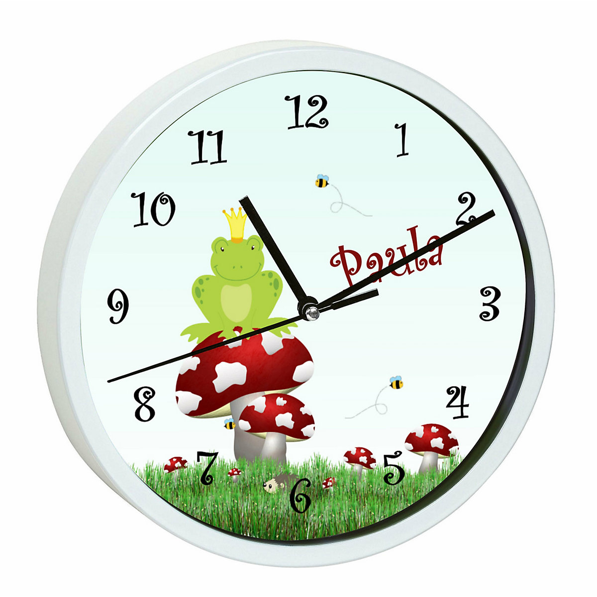 Kinder Wanduhr personalisiert mit Name Froschkönig