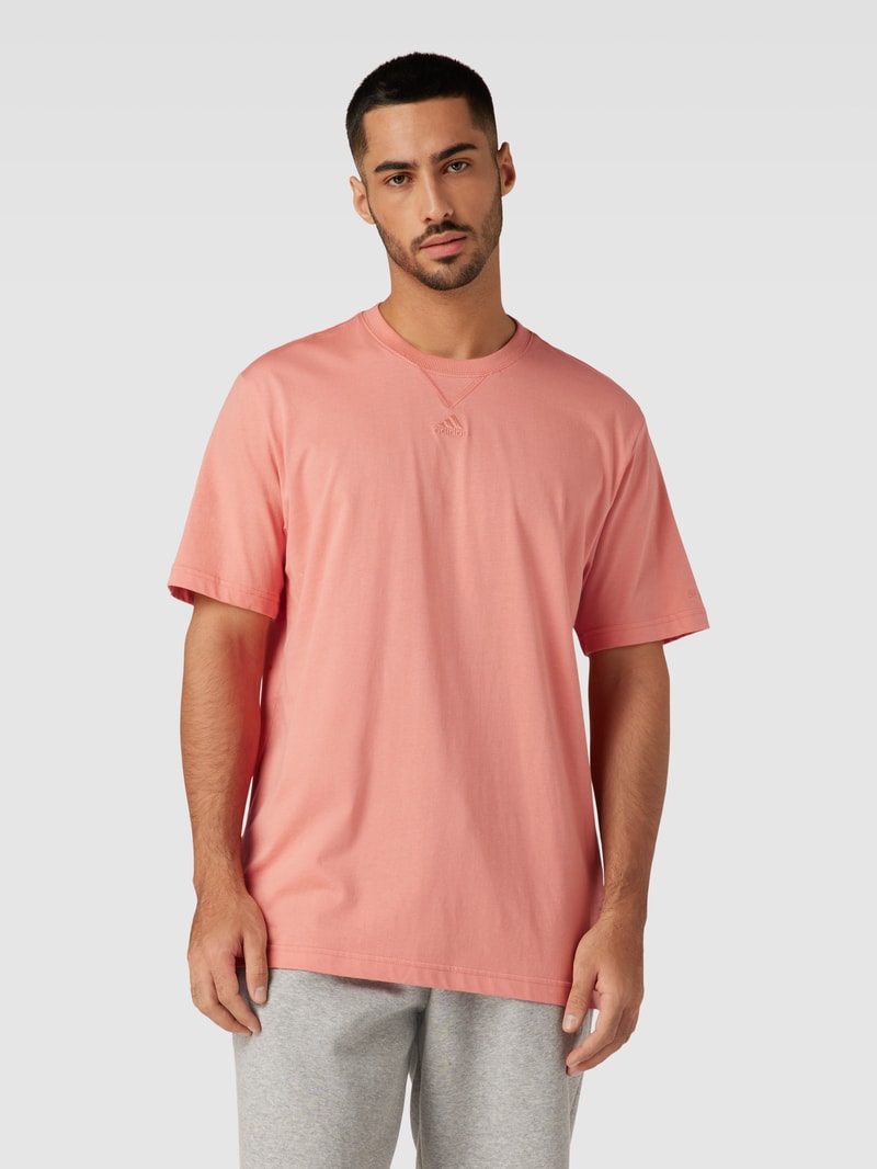 T-Shirt mit Label-Stitching in koralle