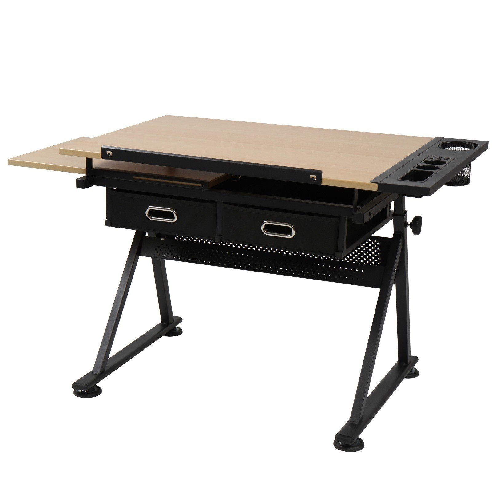 MIADOMODO Zeichentisch mit Hocker Schreibtisch Arbeitstisch Architektentisch