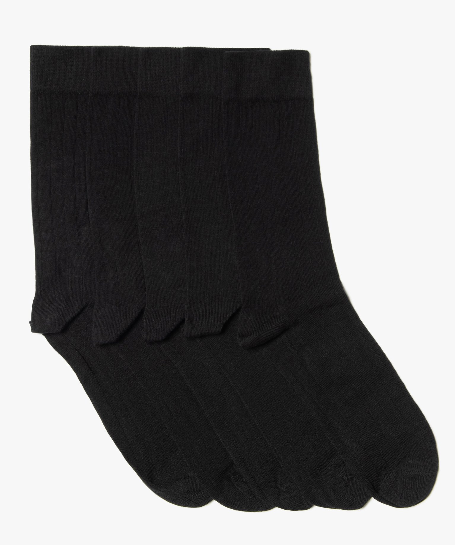 Chaussettes homme en maille ctelée (lot de 5) noir | GEMO