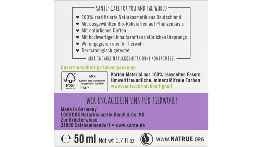 SANTE Nachtpflege sofort glättend 50 ml